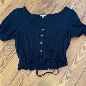 Black, cropped short sleeve top